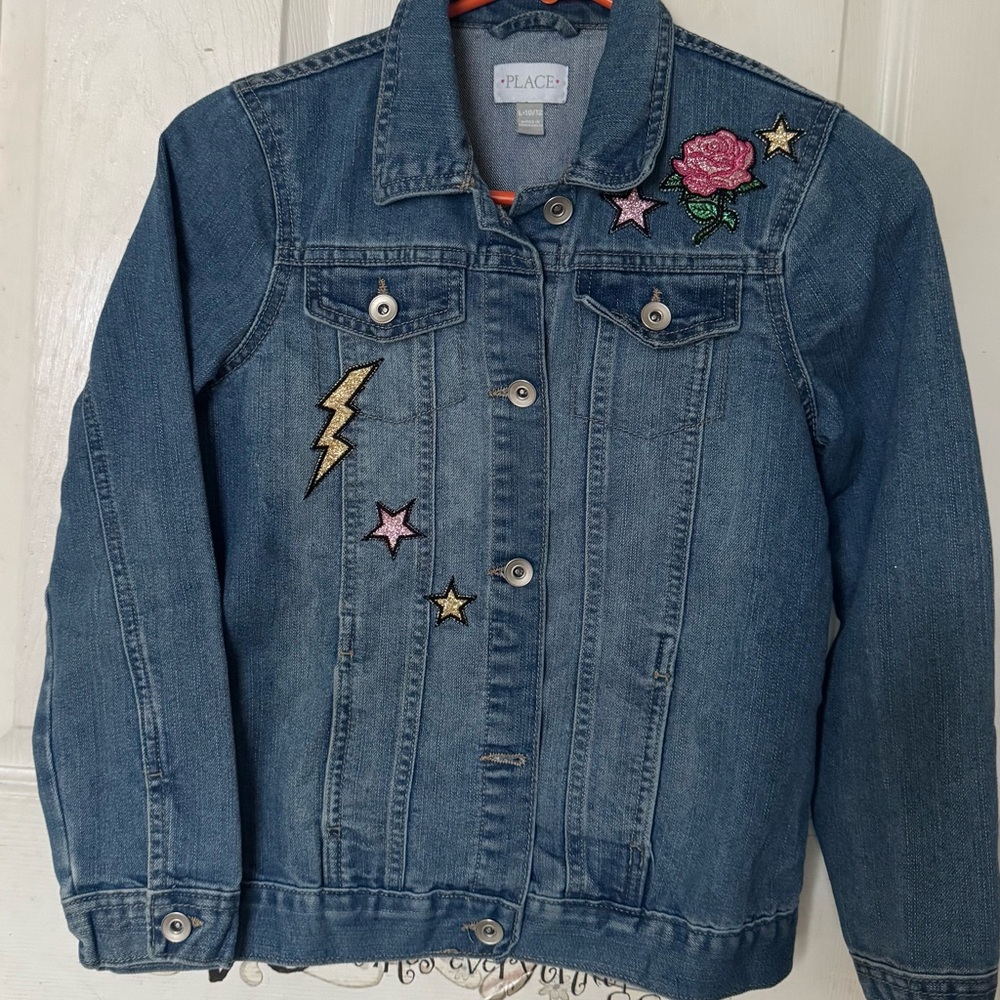 Place Blue Jean Jacket with Unique Embellishments